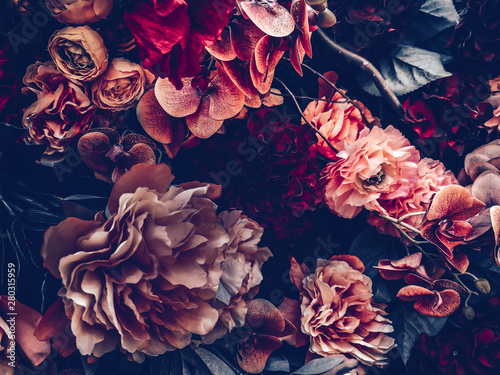 Fototapeta tło sztuczne kwiaty ścienne w stylu vintage