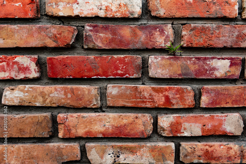 Texture of a brick wall with cracks and scratches which can be used as a background Texture of a brick wall with cracks and scratches which can be used as a background