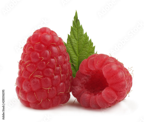 Raspberries isolated on white. Macro