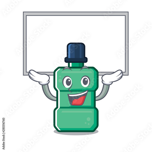 Up board mouthwash with in the isolated cartoon