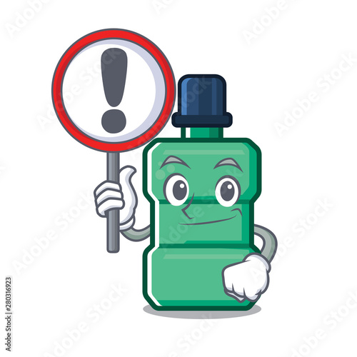 With sign mouthwash with in the isolated cartoon