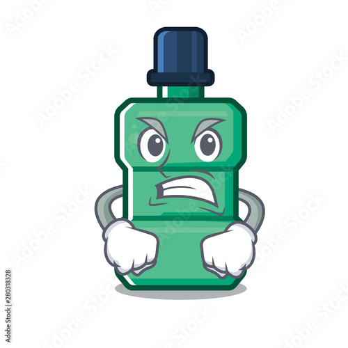 Angry mouthwash in the a character shape