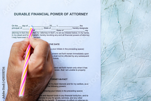 Canvas Print Filling durable financial Power of Attorney Form or POA document
