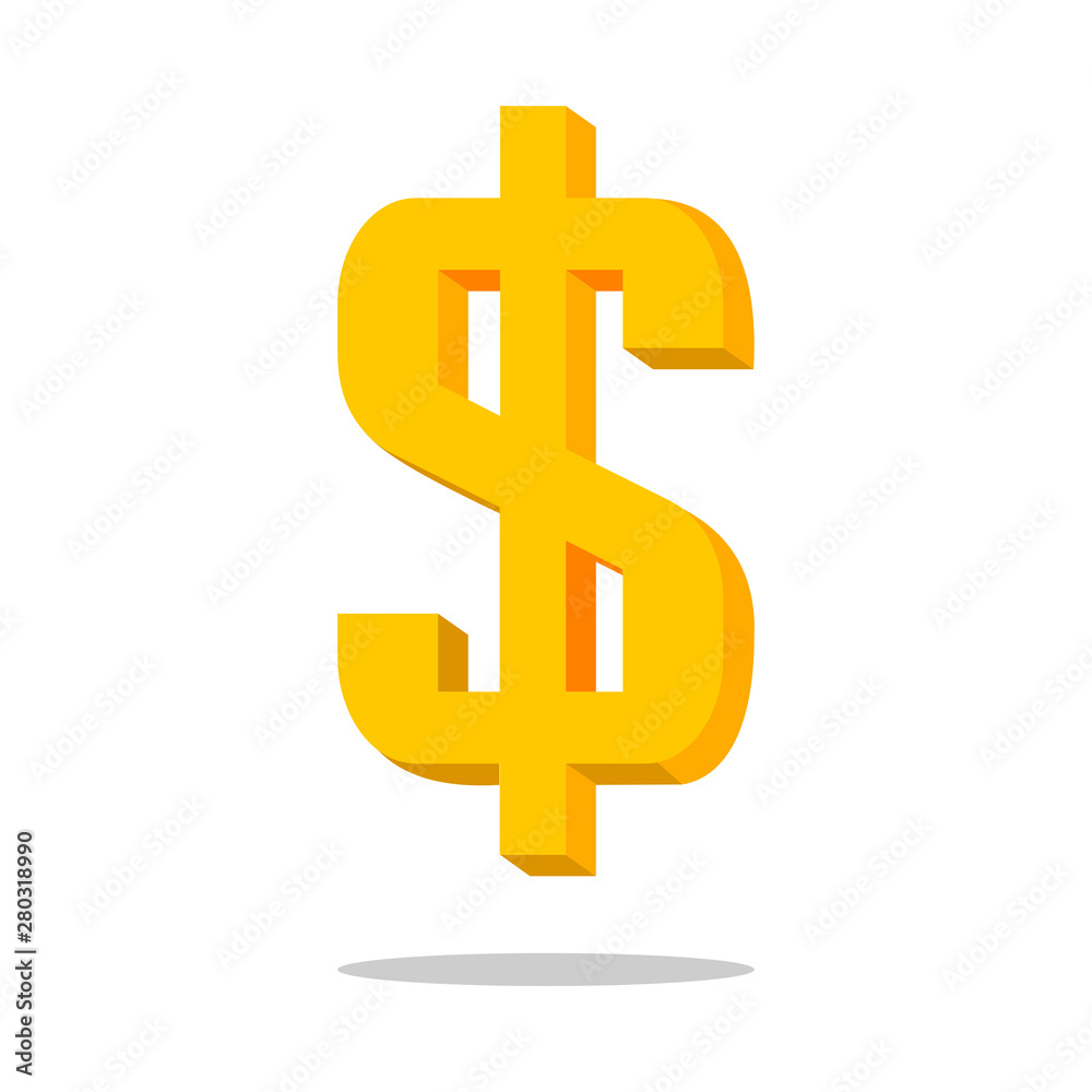 US Dollar symbol. Golden 3D US Dollar symbol. Golden 3D