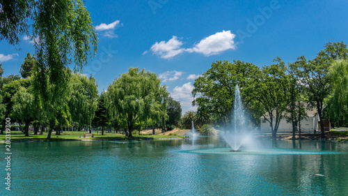 Fototapeta Naklejka Na Ścianę i Meble -  Man-made lake surrounded by trees