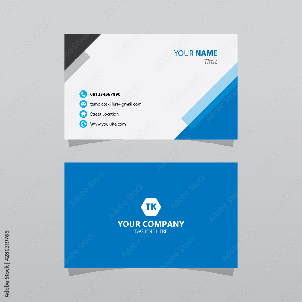 Fototapeta premium Modern blue bussines card template. Elegant element composition design with clean concept.