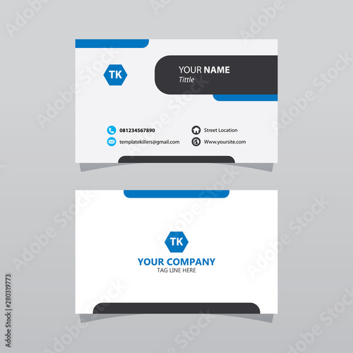 Modern blue bussines card template. Elegant element composition design with clean concept.