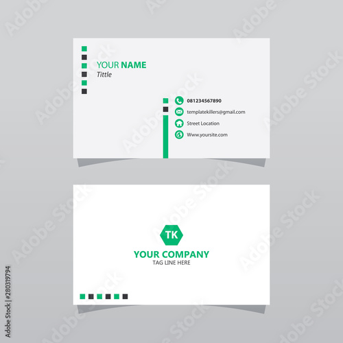Modern green bussines card template. Elegant element composition design with clean concept.