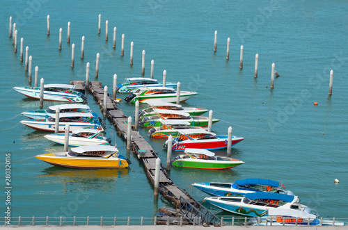 Wallpaper Mural Pattaya city bay speed boat parking spot. Torontodigital.ca
