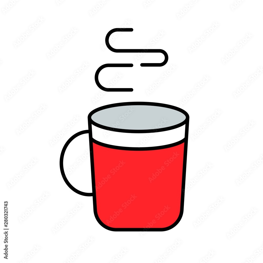 Hot drinks vector, Chirstmas related filled style editable outline icon Hot drinks vector, Chirstmas related filled style editable outline icon