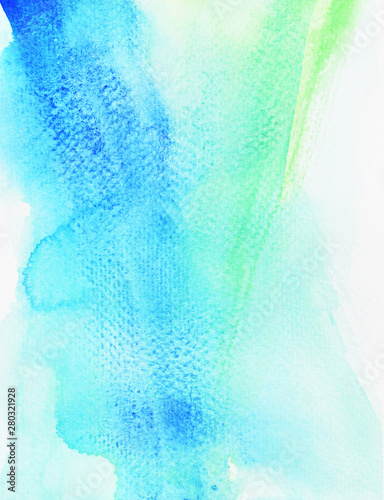 Abstract pattern blue and green color , Illustration watercolor hand draw and painted on paper