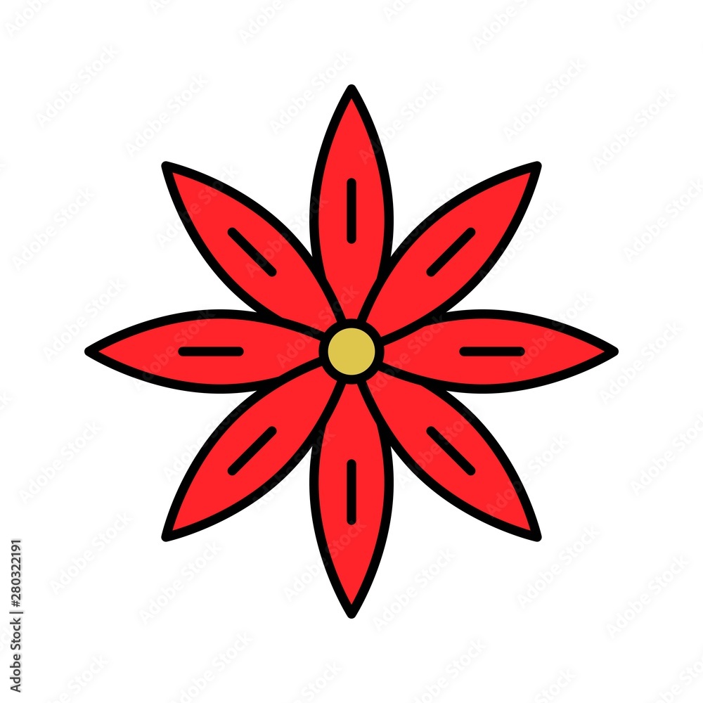 Flower vector, Chirstmas related filled style editable outline icon