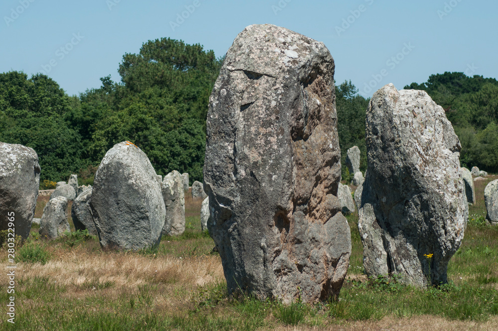 view of famous megalith alignment in Carnac Brittany France view of famous megalith alignment in Carnac Brittany France