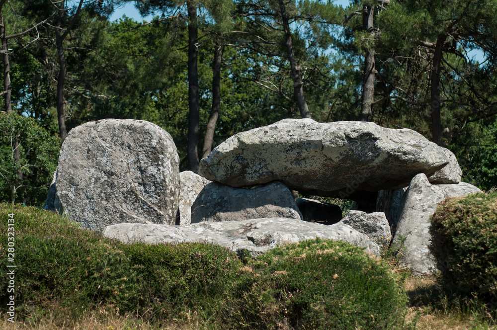 view of the famous dolmen megalith in Carnac - Britany - France view of the famous dolmen megalith in Carnac - Britany - France view of the famous dolmen megalith in Carnac - Britany - France view of the famous dolmen megalith in Carnac - Britany - France
