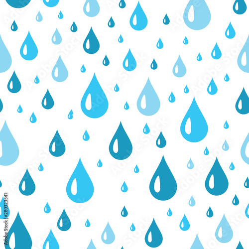 Blue Water drop seamless pattern. Vector background. Seamless rain drops pattern background.