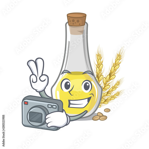 Photographer wheat germ oil in a cartoon