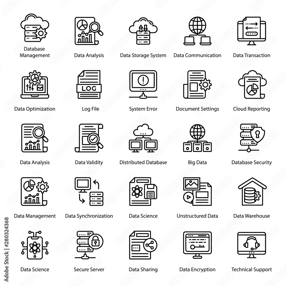 Big Data Line Icons Set Big Data Line Icons Set
