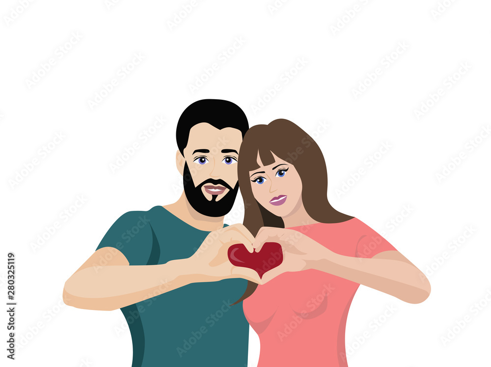 hetero couple who have folded fingers in the shape of a heart hetero couple who have folded fingers in the shape of a heart
