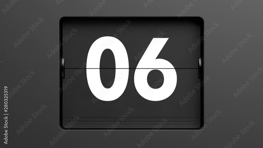 A flip clock flips quickly through the days of the month from 01 to 31. Passing of time concept. Seamlessly looping 3d animation.