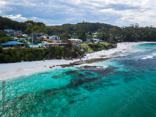 Scenic Panorama Aerial Drone Picture of Hyams Beach in New South Wales, Australia