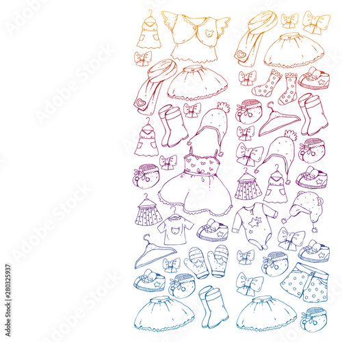 Children clothes. Background for babies, kids patterns.