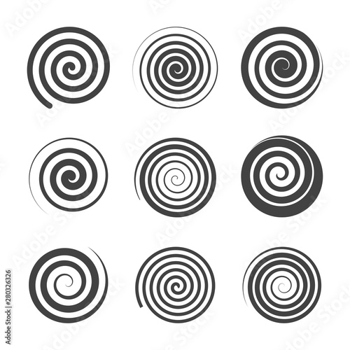 set of spiral abstract elements