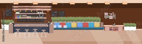 modern cafe empty no people restaurant with furniture coffee shop interior flat horizontal