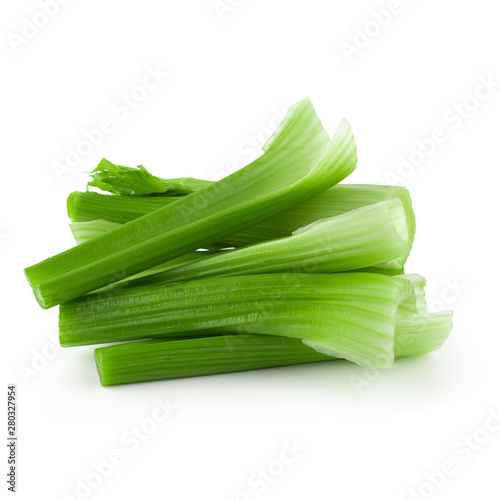 fresh celery isolated over a white background.