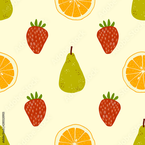 Fresh fruit seamless repeat pattern