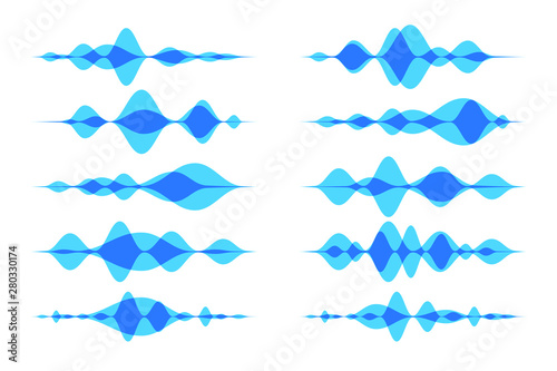 Colorful soundwave line art for music apps and websites. Symbol of audio signal