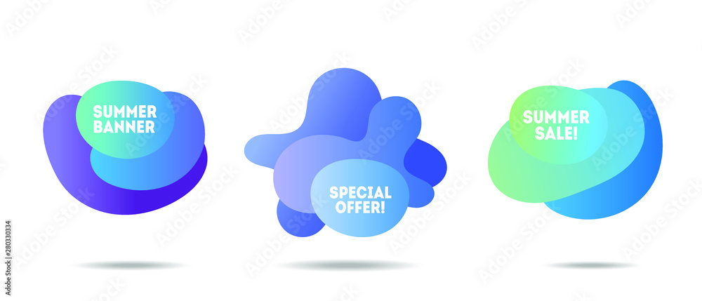 Modern liquid color badges set. Beautiful sale banners with trendy gradient Modern liquid color badges set. Beautiful sale banners with trendy gradient