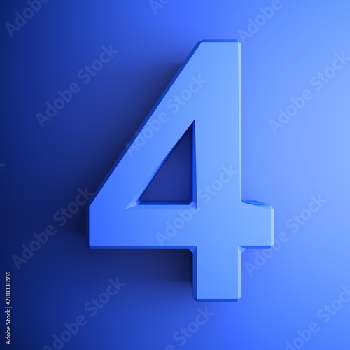 Blue icon number 4 - 3D rendering illustration