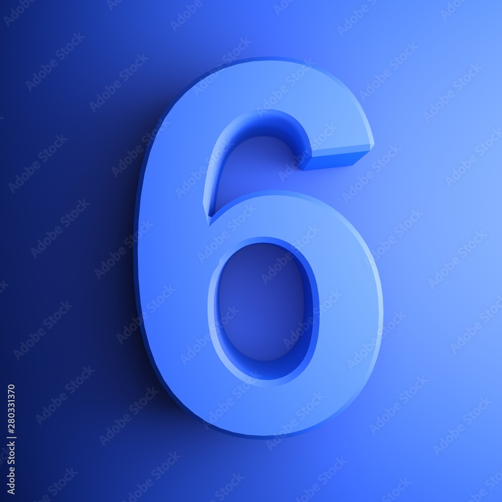 Blue number 6 square icon - 3D rendering illustration Blue number 6 square icon - 3D rendering illustration