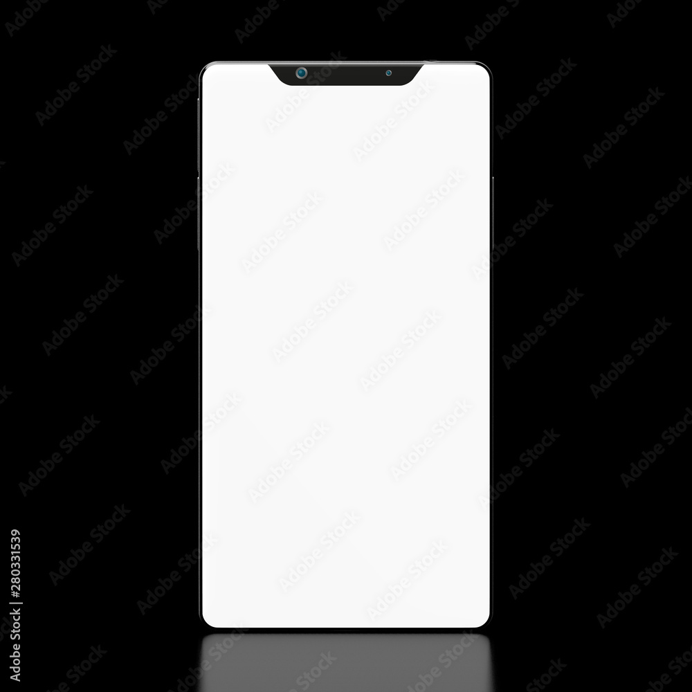 3D modern brandless smartphone isolated on black background 3D modern brandless smartphone isolated on black background