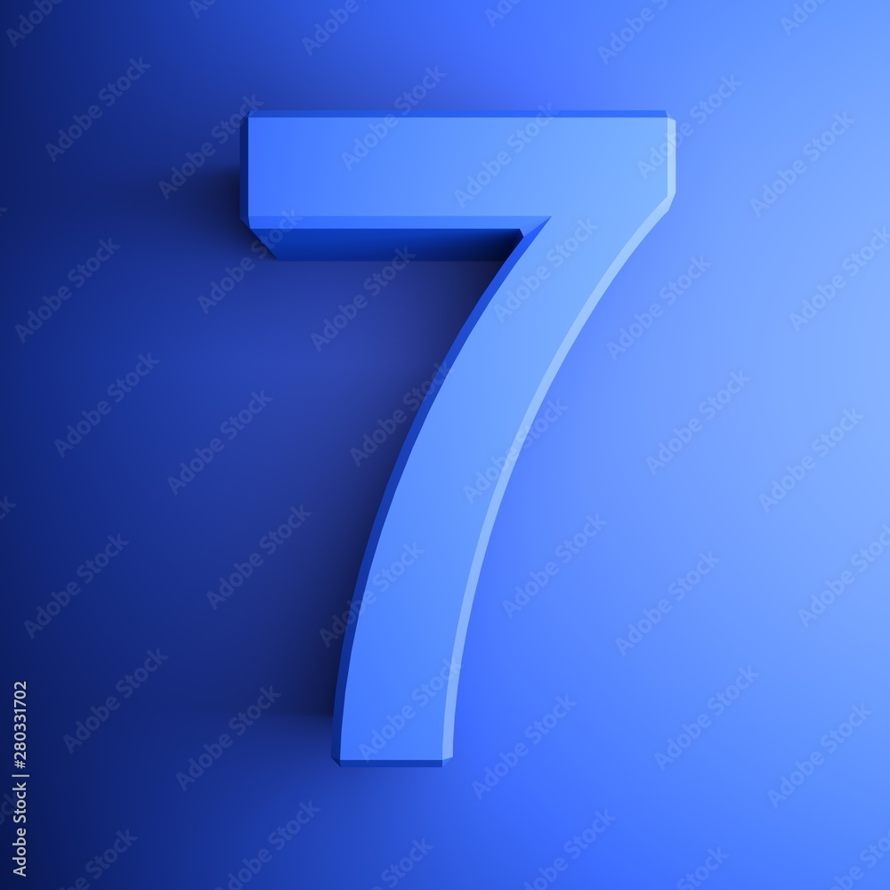 Blue square number 7 icon - 3D rendering illustration Blue square number 7 icon - 3D rendering illustration