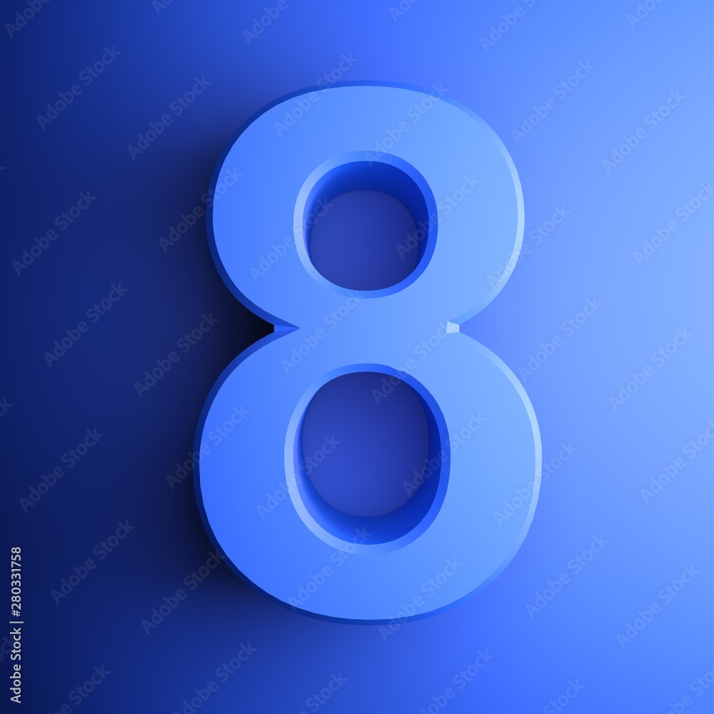 Blue square number 8 icon - 3D rendering illustration Blue square number 8 icon - 3D rendering illustration