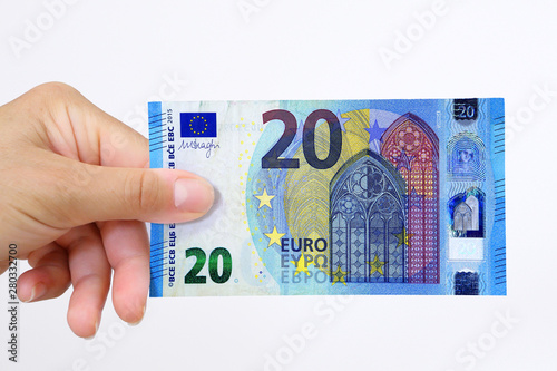 hand holding a European currency bank note