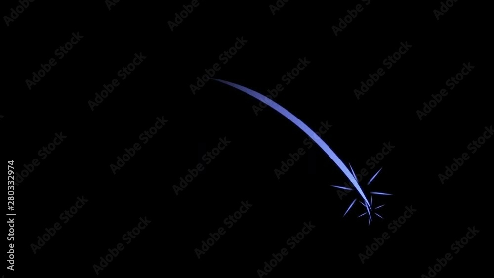  Sword Slash Glowing Blue Lines Color on Black Background.