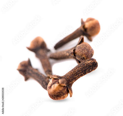 dry cloves on white background