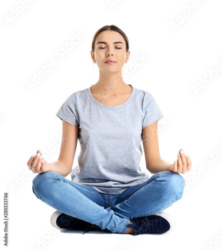 Beautiful woman practicing ...