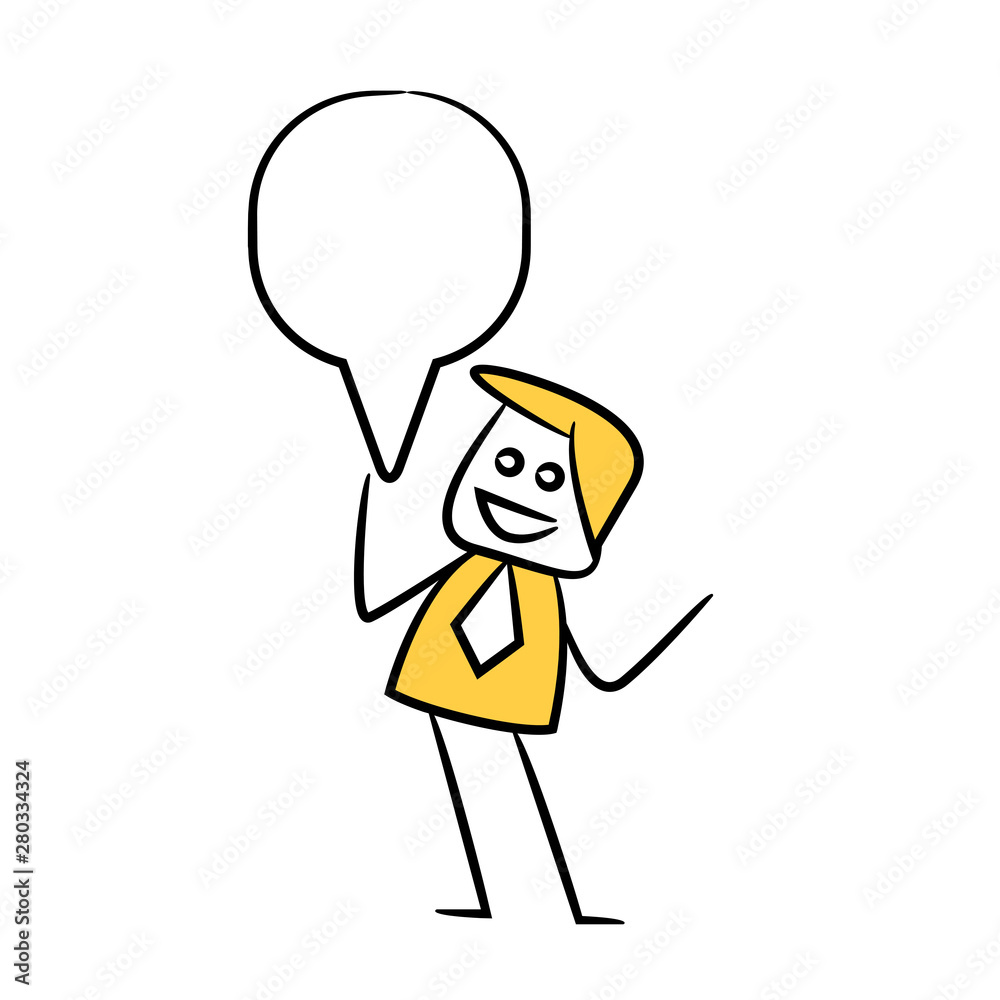 businessman with speech bubble yellow stick figure theme businessman with speech bubble yellow stick figure theme