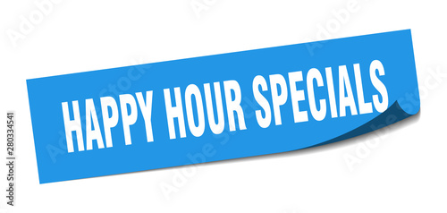 happy hour specials sticker. happy hour specials square isolated sign. happy hour specials