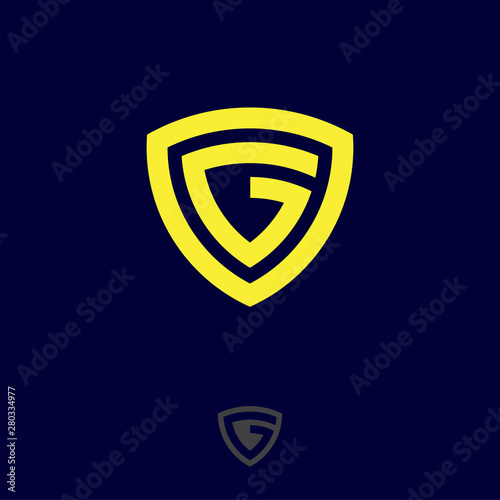 Free Download G monogram. G logo. Yellow  letter in the shield. Emblem of antivirus or protection system.  Network, web icon. - GFXLoad