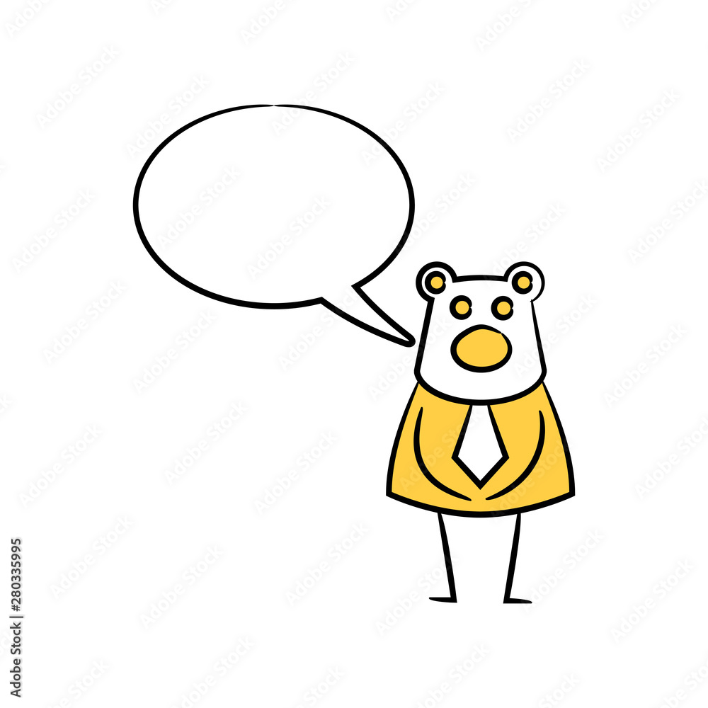 bear businessman and speech bubble yellow stick figure theme bear businessman and speech bubble yellow stick figure theme