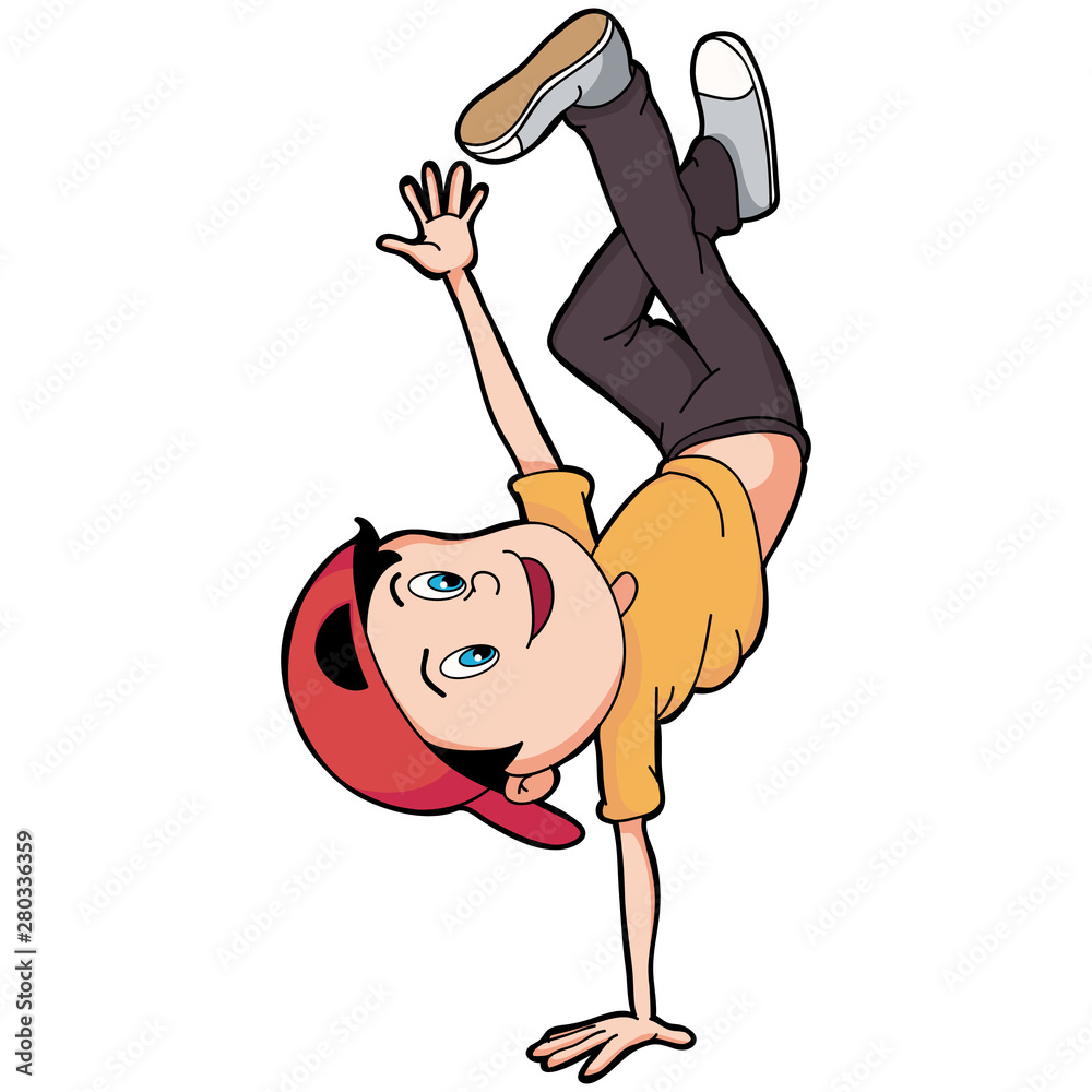 cartoon hip hop cool boy breakdance Stock Vector | Adobe Stock