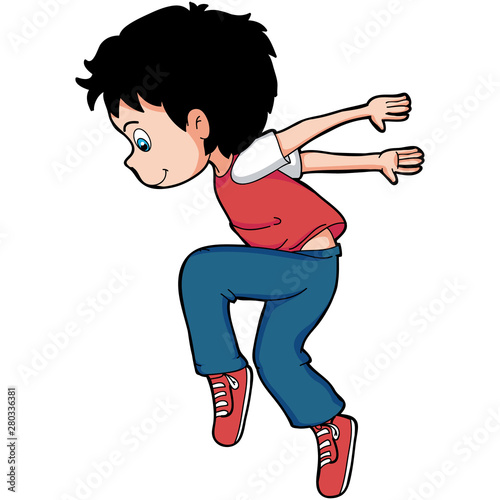 cartoon hip hop young boy breakdance swing jump style