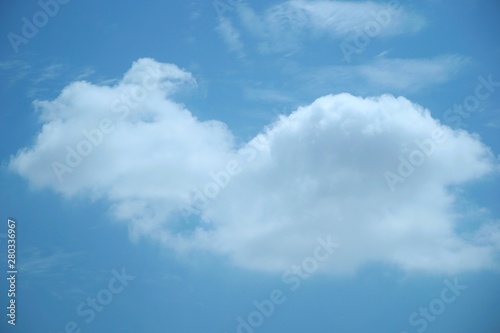 Beautiful nature of blue sky and clouds with the sun shining in the morning, sky background, cloudscape concept, Looking up, Shaped like a animal