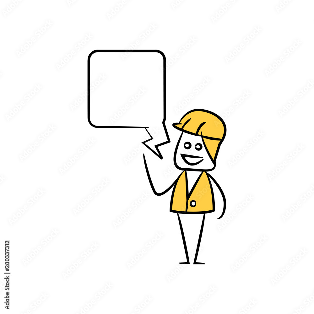 engineer with speech bubble yellow stick figure theme engineer with speech bubble yellow stick figure theme