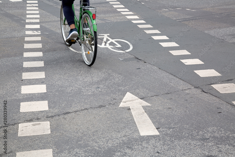 Obraz premium Bike Lane Symbol on Street; Frankfurt