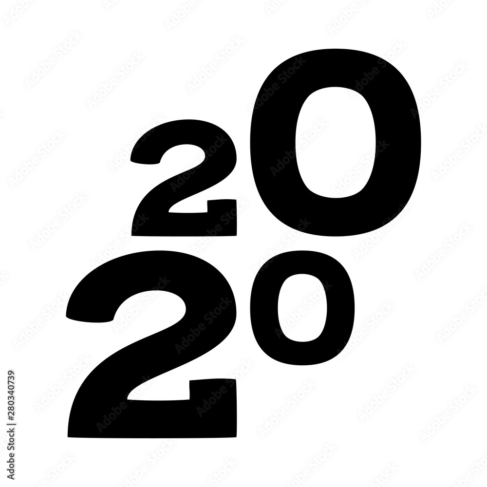Black and white 2020 diagonal new year poster Black and white 2020 diagonal new year poster